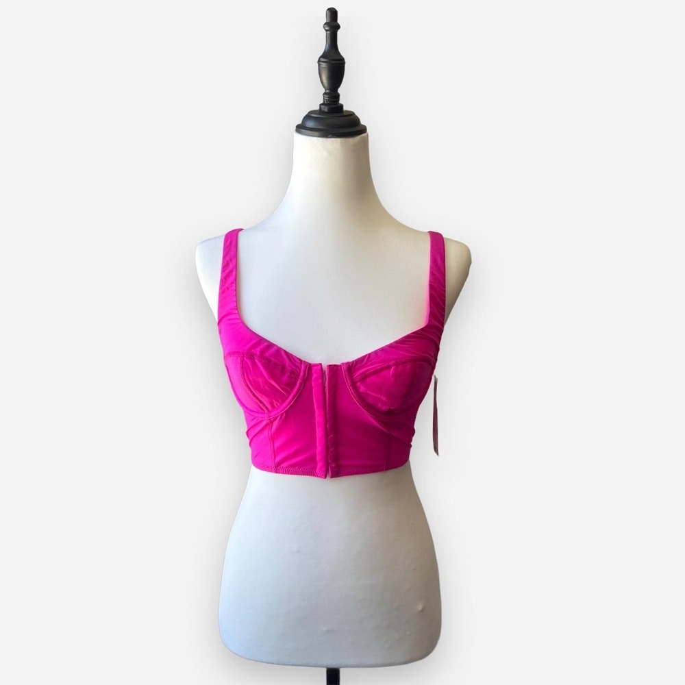 Urban Outfitters Out From Under Pink Corset Crop Top S Hot Pink Barbiecore